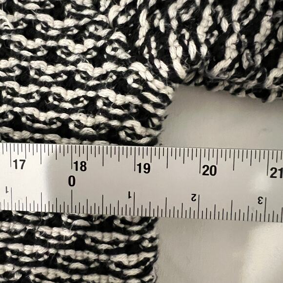 Talbots Open Front Chunky Cardigan Women's M Petite Black White Cotton Wool Blnd - Picture 8 of 9